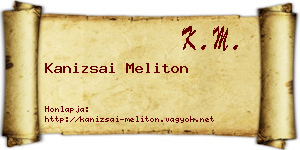 Kanizsai Meliton névjegykártya